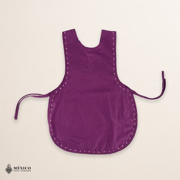 Violet Mexican Embroidered Smock Apron – Floral Traditional Design - Picture 6 of 8